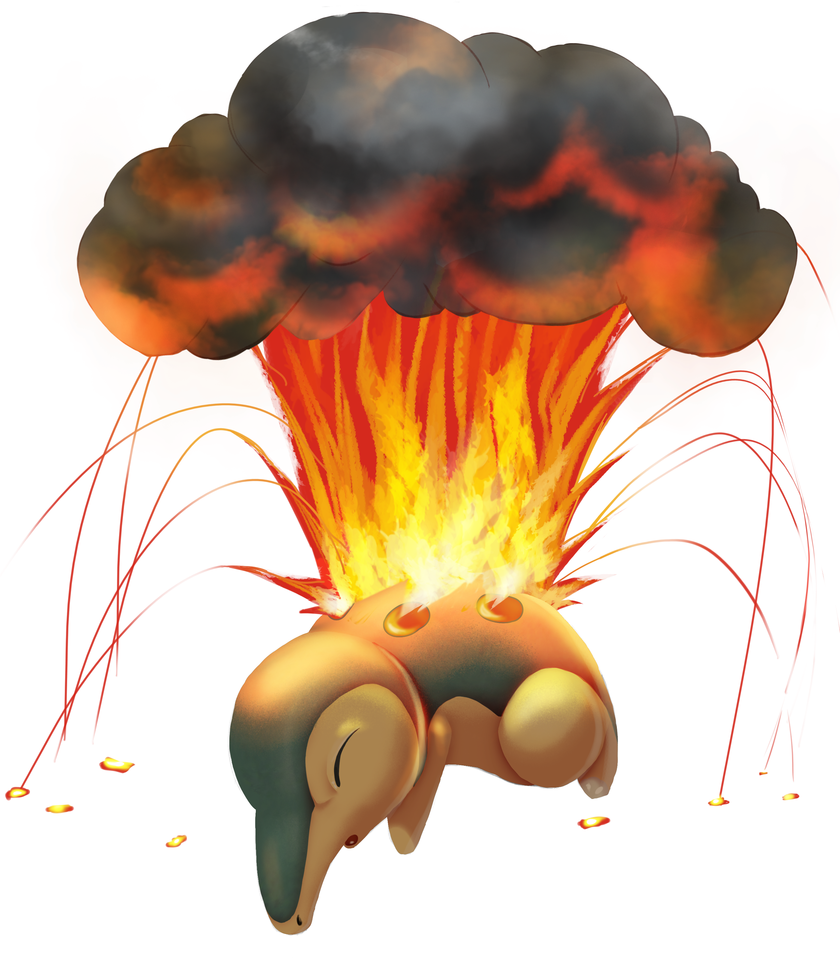 #155 Cyndaquil Used Eruption And Ember In The Game (2800x3222), Png Download