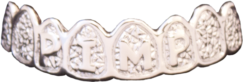 10131 Pimp Grillz - Silver (600x223), Png Download