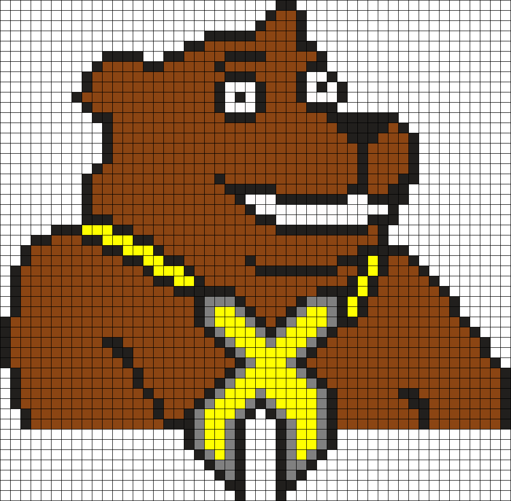 Bear Grillz With X Perler Bead Pattern / Bead Sprite - Bead (1051x1030), Png Download