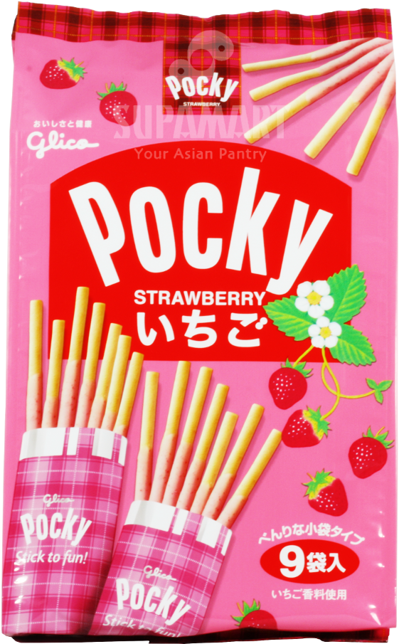 Strawberry Pocky Family Pack - Glico Pocky Strawberry Biscuit (997x997), Png Download