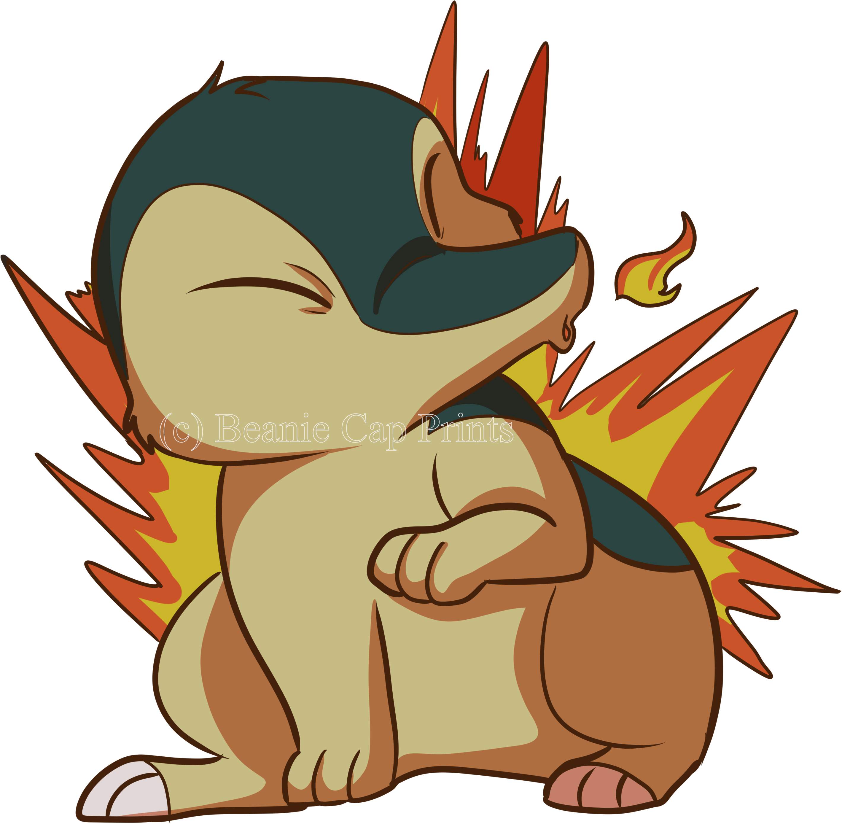 Cyndaquil Sticker Beanie Cap Prints Png Cyndaquil Sticker - Cartoon (3000x3000), Png Download