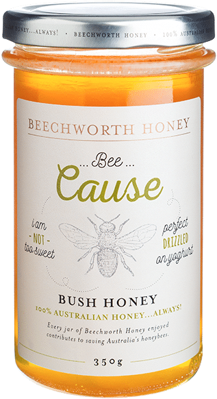 Bee Cause Bush Honey 350g Jar - Beechworth Honey Png (600x600), Png Download