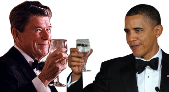 The Late President Ronald Reagan And Current U - President Reagan Making A Toast (640x363), Png Download