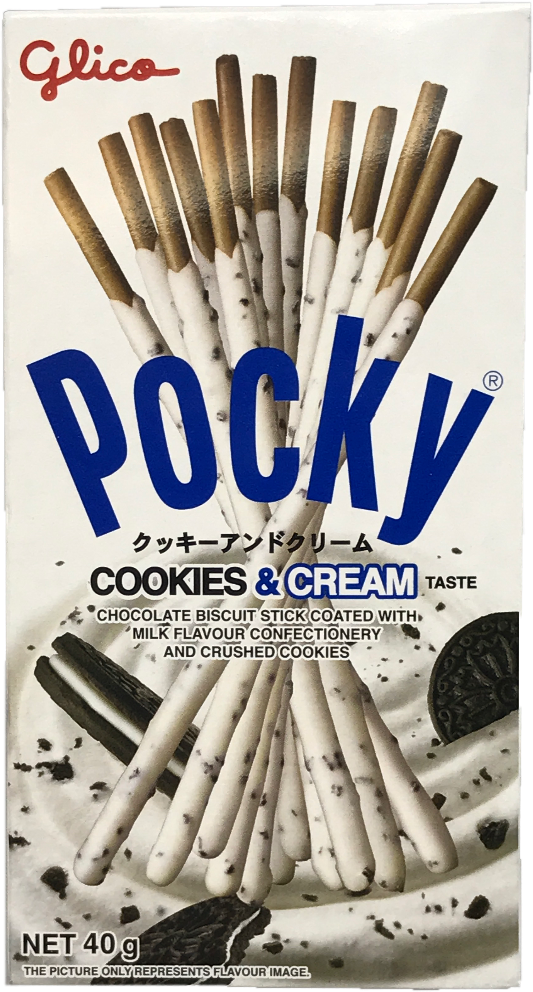Glico Pocky Cookies & Cream 40g - Cookie And Cream Flavor Pocky (2322x3596), Png Download