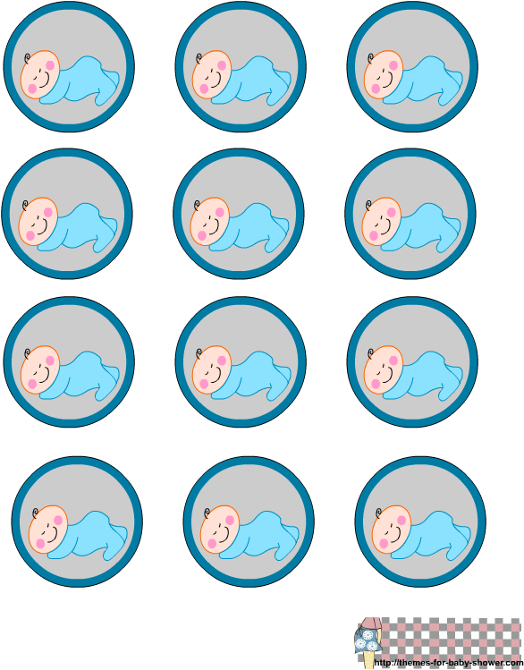 Cute Round Labels For Boy Baby Shower - Wwe Wrestlers Cake Toppers (612x792), Png Download