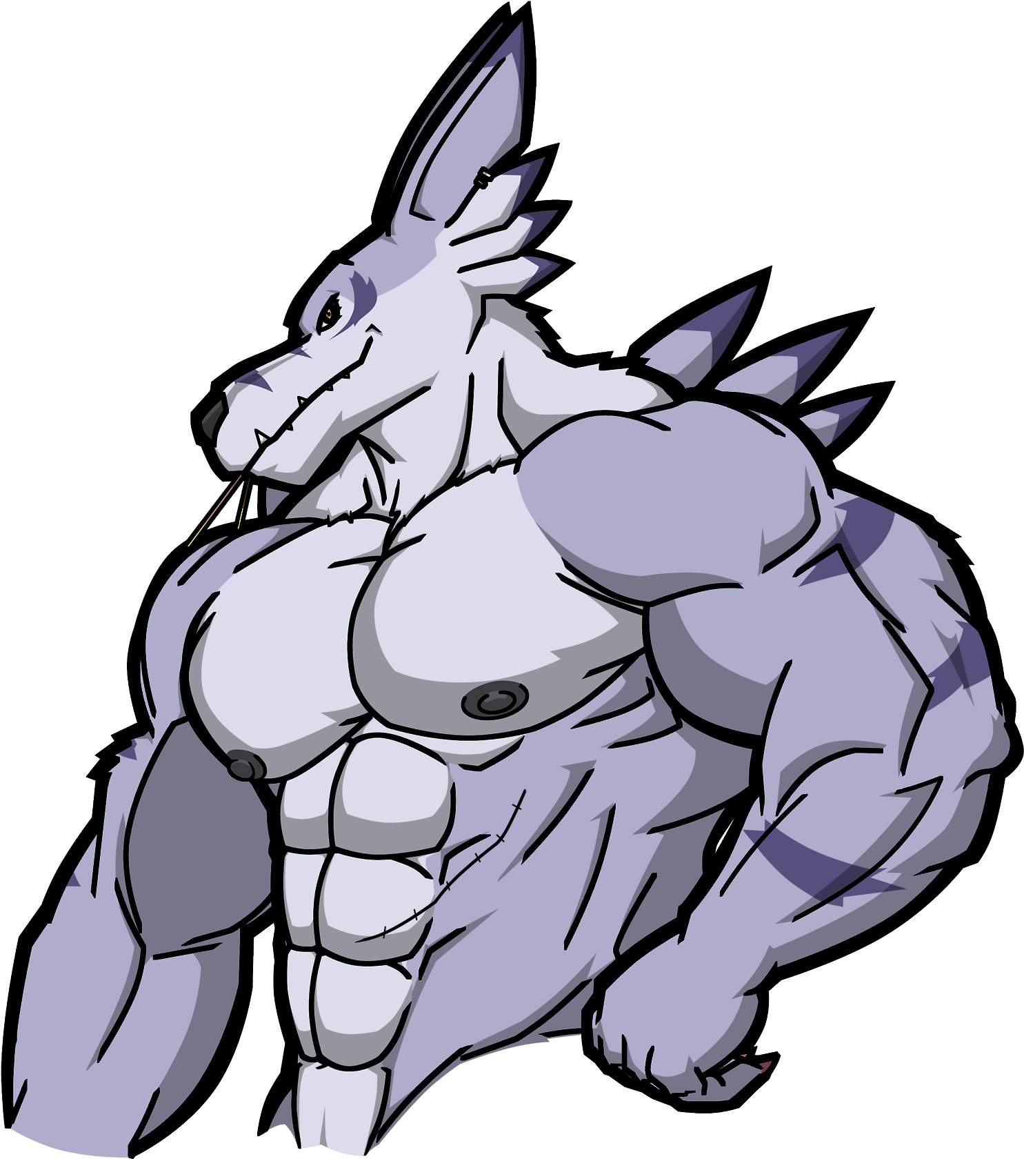 Pocky Day - Weregarurumon Muscle (1600x1719), Png Download