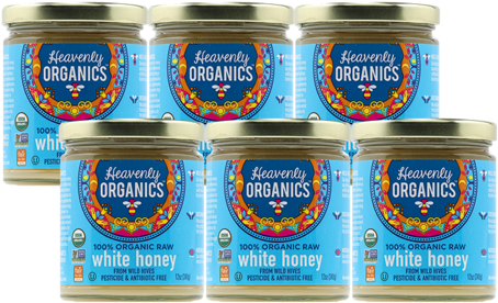 Heavenly Organics - 100 Organic Raw White Honey - 12 (480x417), Png Download