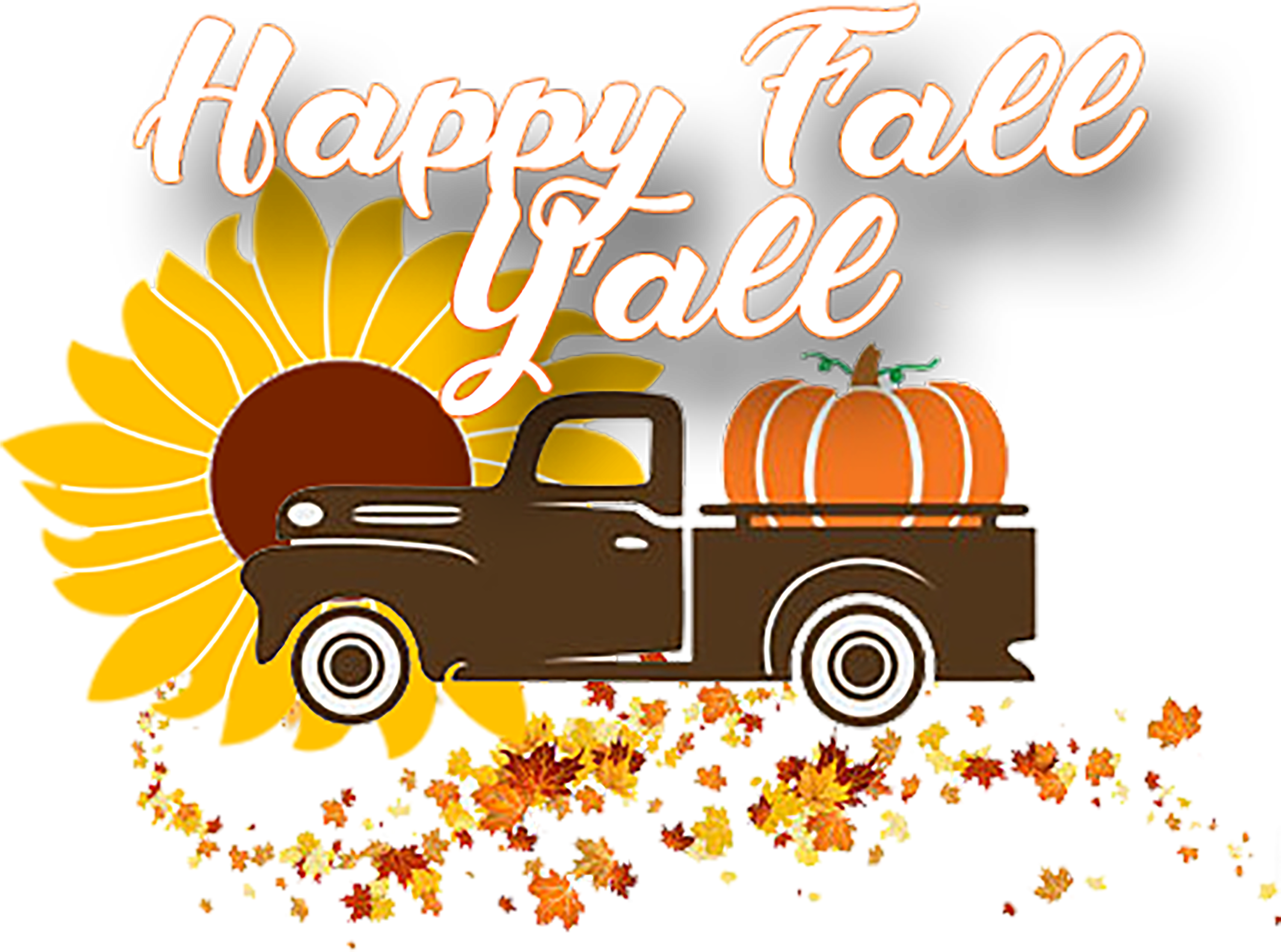 Happy Fall Y'all Truck Tee (4800x3605), Png Download