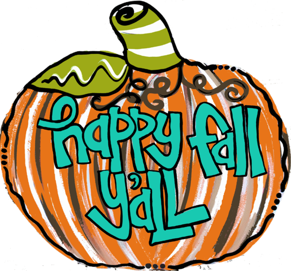 Happy Fall Yall Pumpkin - Autumn (580x539), Png Download