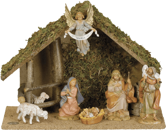 Nativity Scenes Usually Feature One Of Two Things Above - Fontanini Nativity 7 Piece Set With Italian Stable (596x482), Png Download