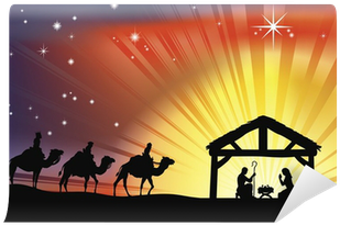 Christian Christmas Nativity Scene Wall Mural • Pixers® - Dia De Los Reyes (400x400), Png Download