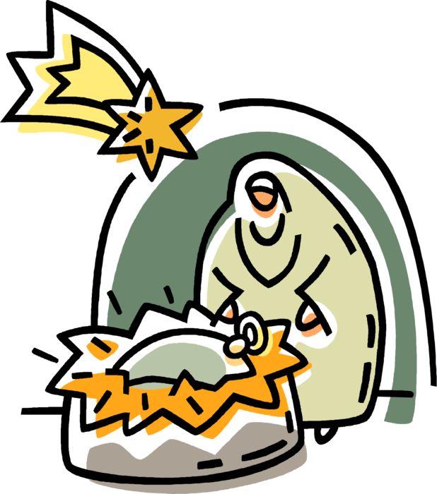 Nativity Scene Royalty Free Vector Clip Art Illustration - Jesus (421x480), Png Download