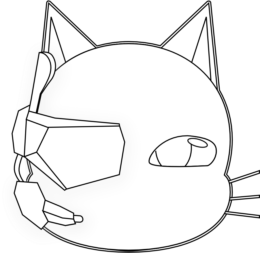 Futuristic Cat Black White Line Art 999px 156 - Cat (999x999), Png Download