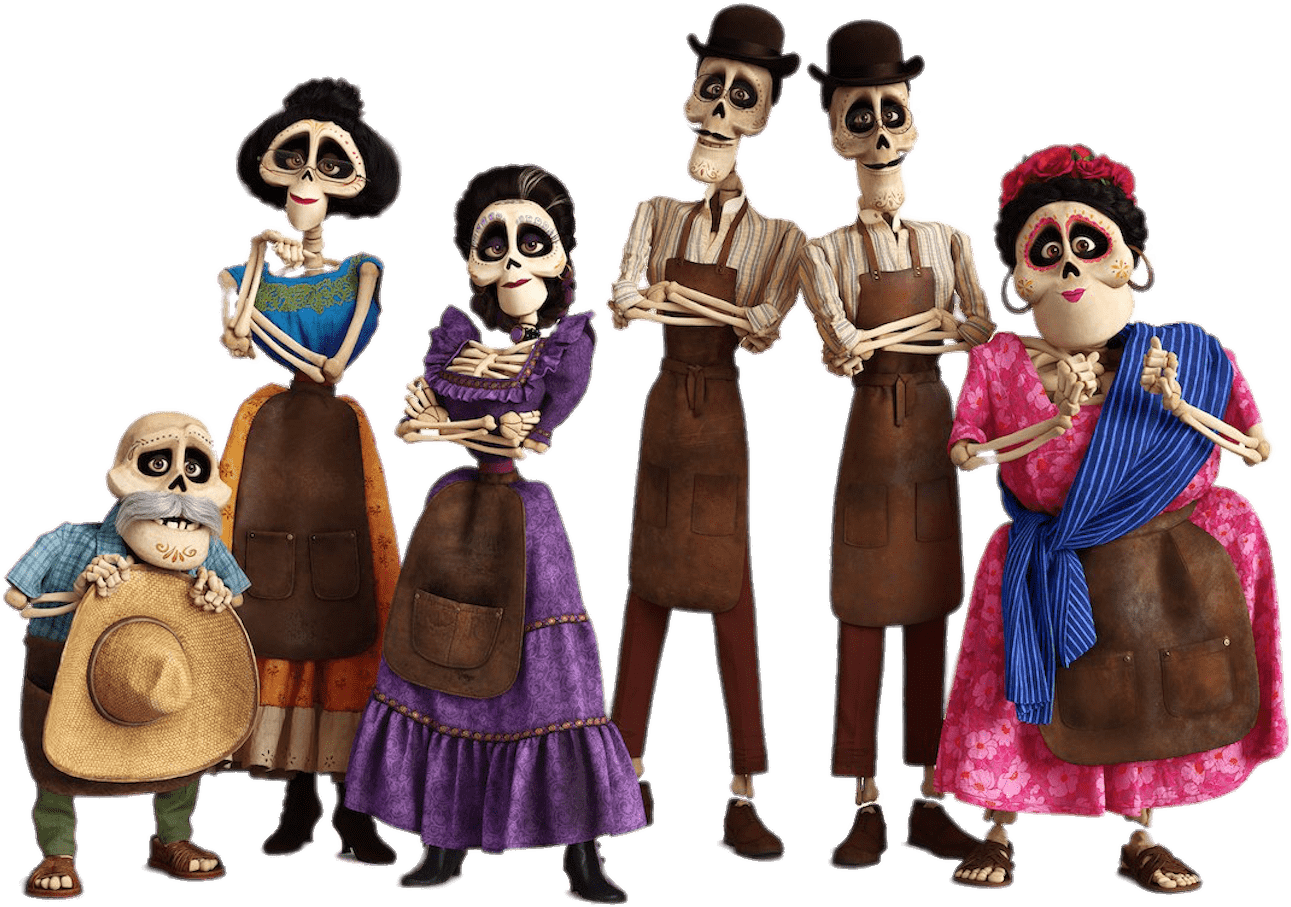 Miguel's Skeleton Family Png - Personajes De Coco La Pelicula (1396x998), Png Download