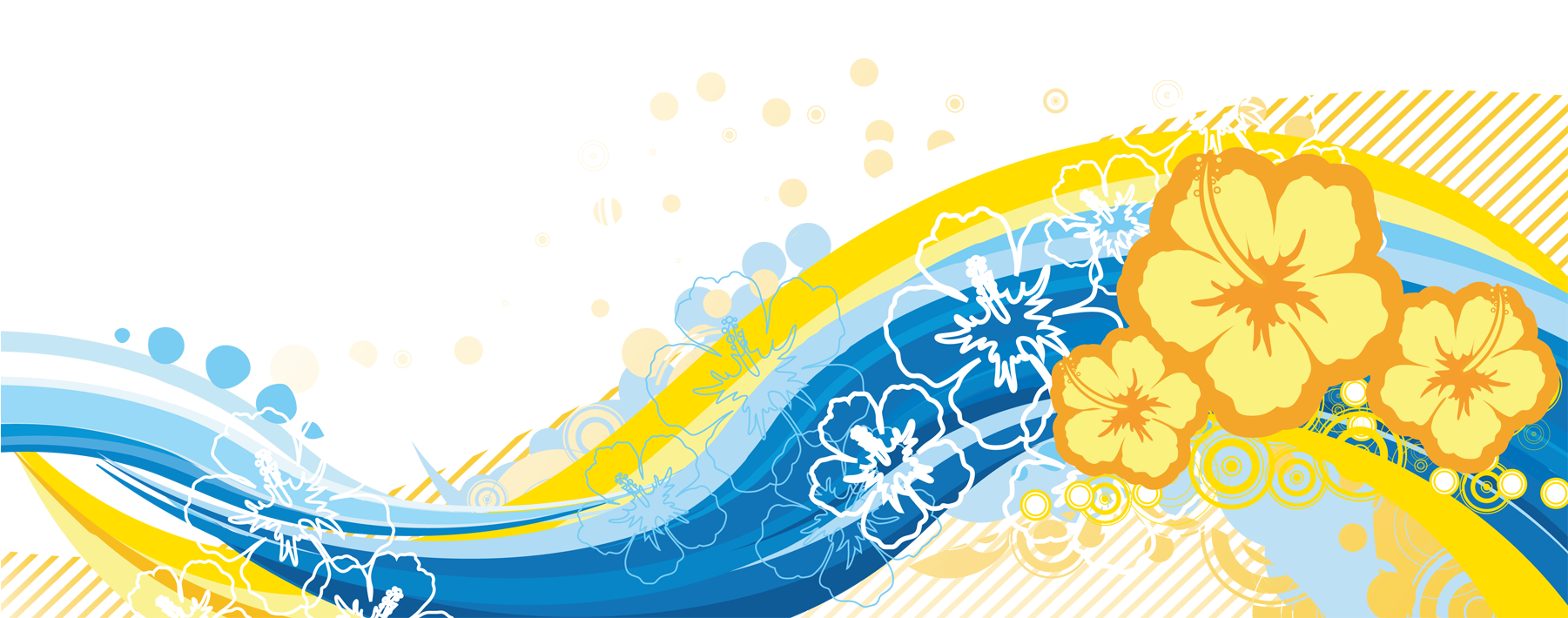 Tropical Swoosh - Flower Wall Mural - Yellow & Blue (1800x1200), Png Download