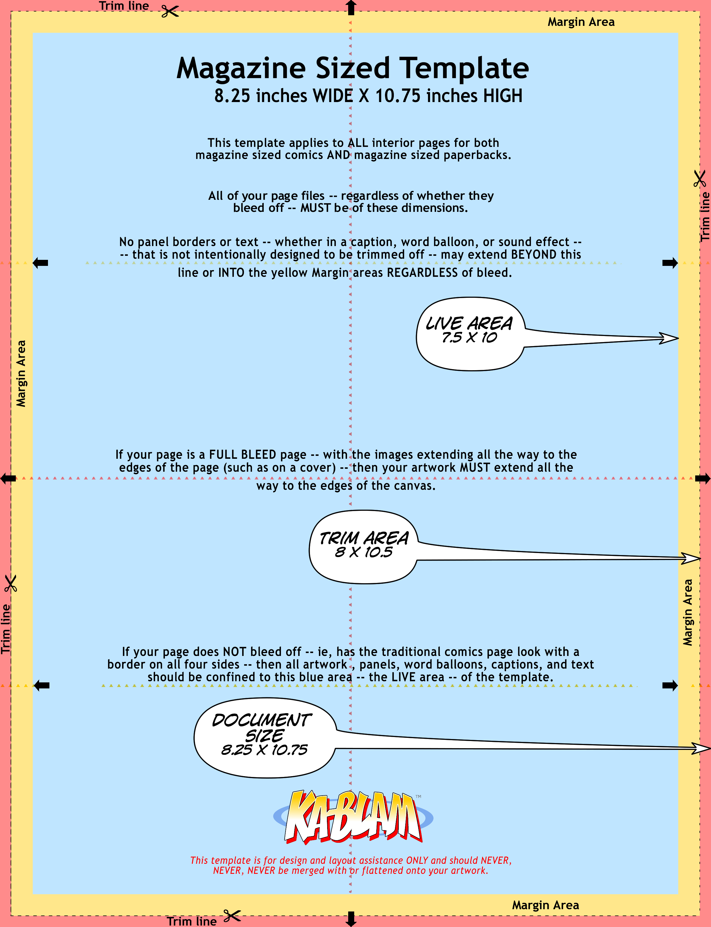 Making Digital Comics Setting Your Page Size And Resolution - Kablam Comic Template (2475x3225), Png Download