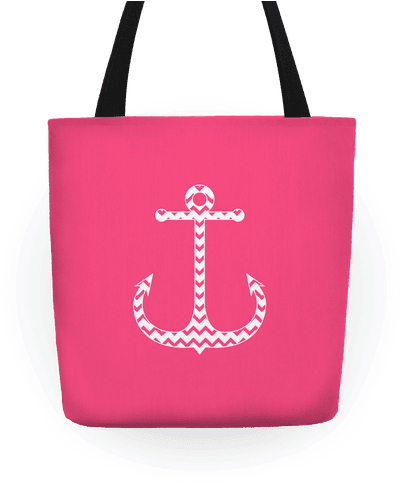 Chevron Anchor Tote Tote - Chevron Anchor Tote Bag (pink And White) Tote Bag: (484x484), Png Download