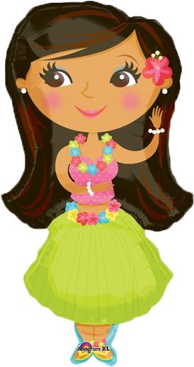 35" Giant Hula Girl Balloon Hawaiian Luau Lei Balloons - Luau Girl Clip Art (274x518), Png Download