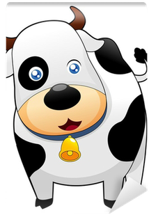 Cute Cow Vector On White Background Wall Mural • Pixers® - Illustration (400x400), Png Download