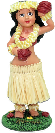 Hawaiian Dashboard Doll Miniature Girl With Uliuli (500x500), Png Download