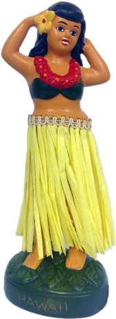 Wiggly Hula Girl Dancing With Yellow Hula Skirt - Turn (500x500), Png Download