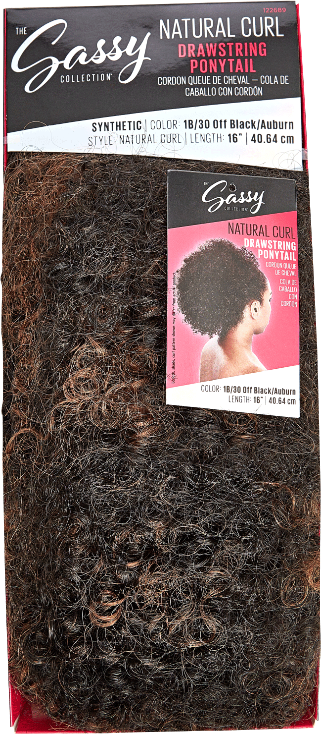 Natural Curl Off Black Auburn 16 Inch Drawstring Ponytail (1500x1500), Png Download