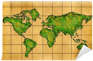 World Map Sketch Watercolor On Old Paper Wall Mural - Watercolor Painting (400x400), Png Download
