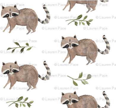 Watercolor Raccoon - Watercolor Baby Raccoon (400x365), Png Download