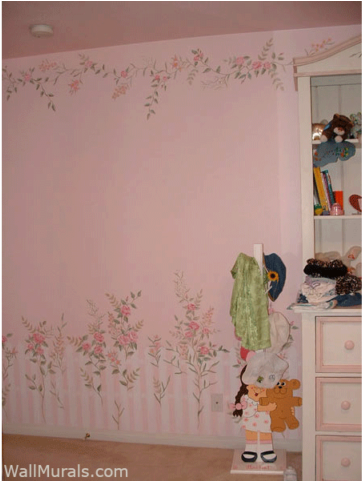 Flower And Vines Mural - Room (640x480), Png Download