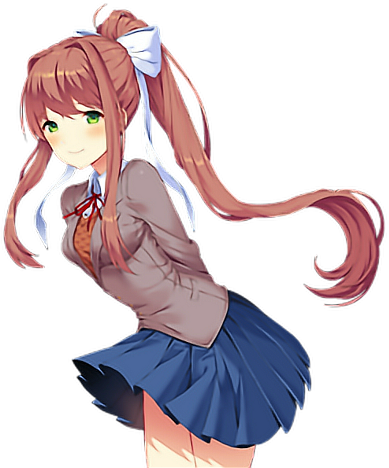 Monika Ddlc Ddlcmonika Cute Anime Brownhair Ponytail - Monika Doki Doki Png (1024x1024), Png Download