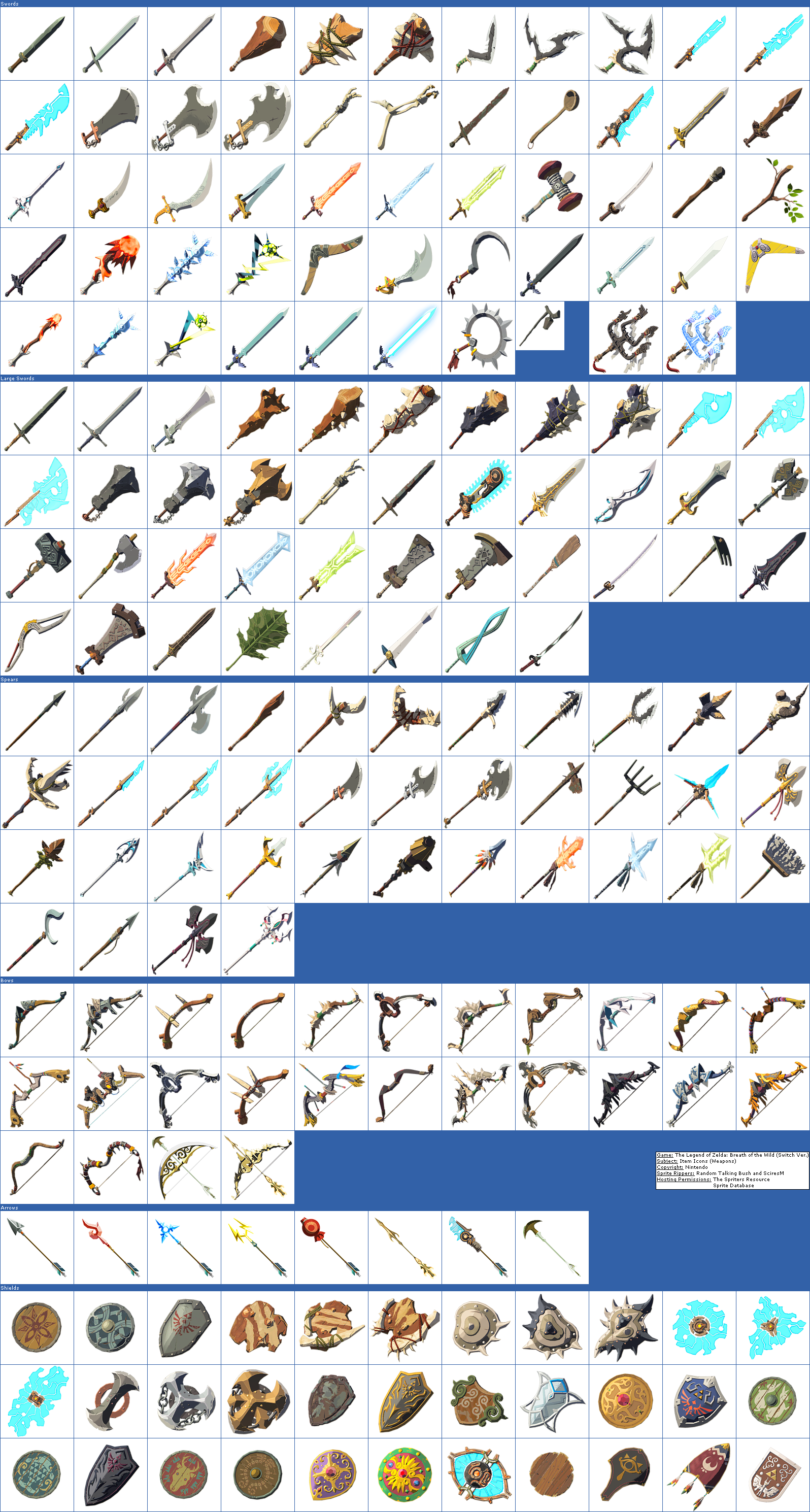Click For Full Sized Image Item Icons - Zelda Breath Of The Wild Weapons (1596x2979), Png Download