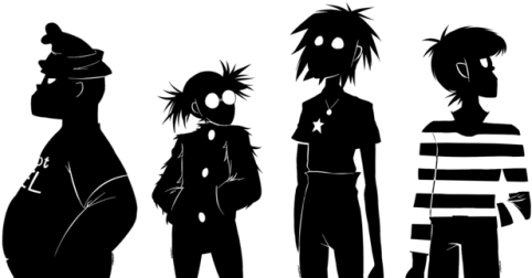 Image Result For Gorillaz Silhouette - Gorillaz Black And White (500x323), Png Download