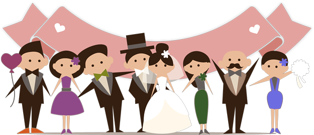 Familia Y Novios Videos De Bodas - Kisspng Wedding Couple Cartoon (650x276), Png Download