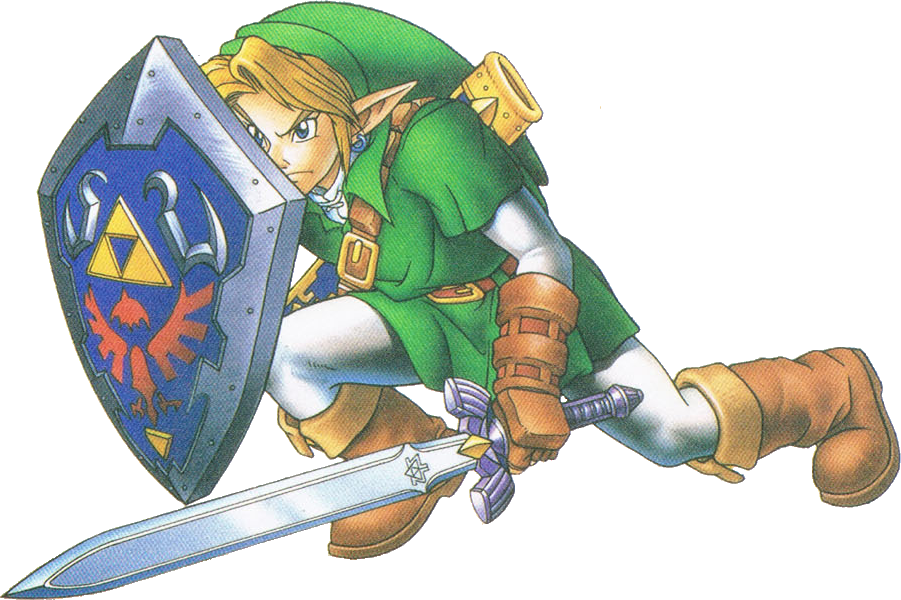 Link Defending - Ocarina Of Time Original Artwork (901x600), Png Download