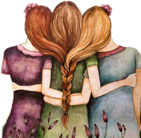 3 Girl Best Friends Cartoon (489x480), Png Download