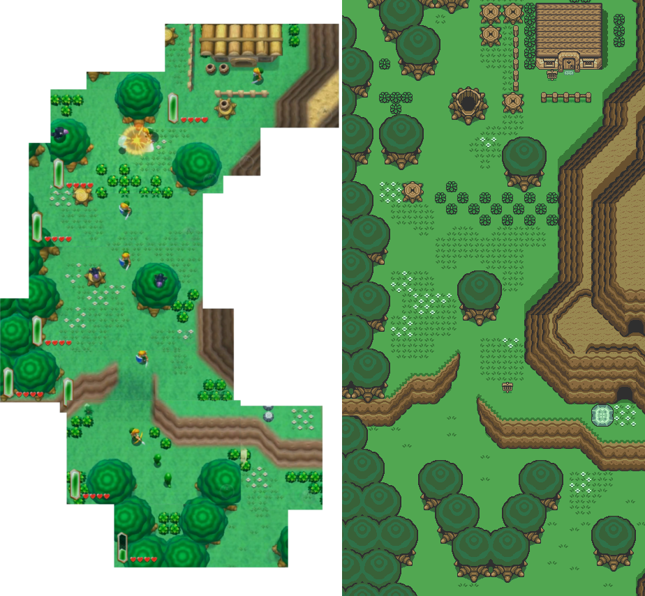 The Legend Of Zelda - Link To The Past Gba Snes Comparison (924x855), Png Download