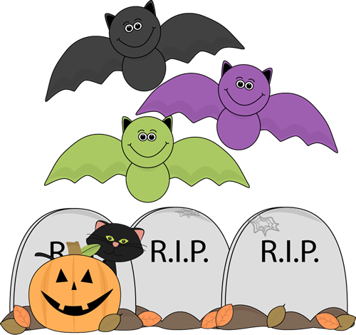 Fun Halloween Graveyard - Halloween Cute Bat Clipart (500x470), Png Download