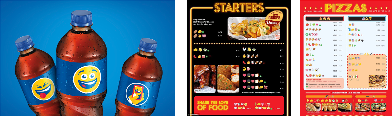 Pepsi Emoji Bottles & Pizza Hut Emoji Menus Are A Few - Dish (1400x425), Png Download