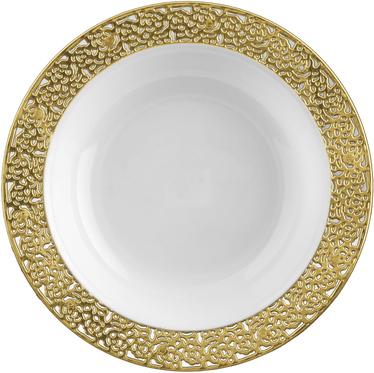 Elegant White With Gold Trim Plastic 12 Oz Soup Bowls - Posh Setting Lace Collection 10 Pack China Look 7.5 (1280x1270), Png Download