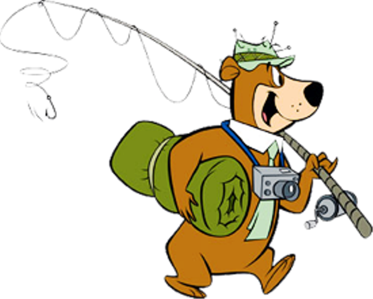 Yogi Bear Holding Something - Yogi The Bear Fishing (747x600), Png Download