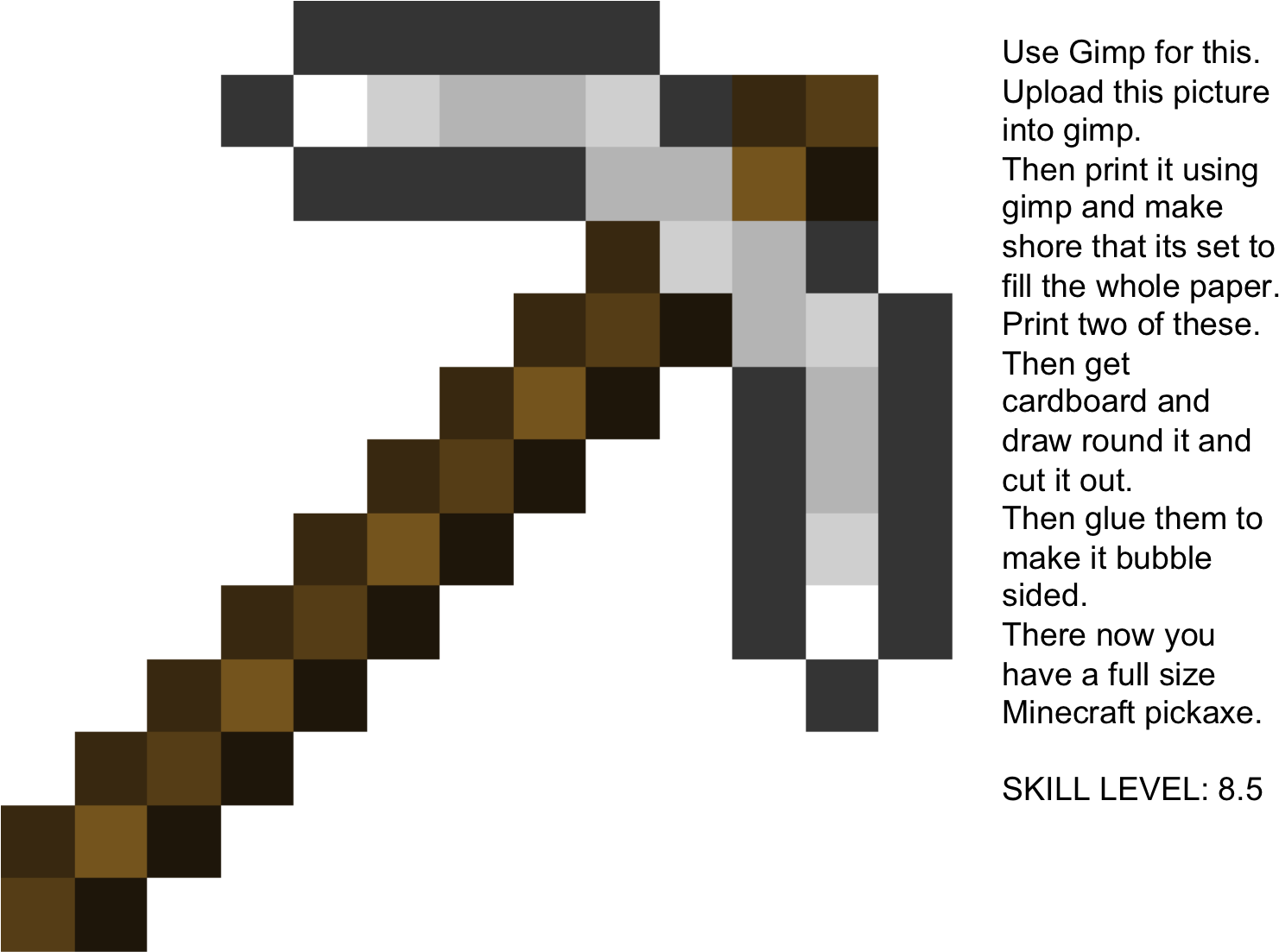 Minecraft Pickaxe Drawing At Getdrawings - Minecraft Iron Pickaxe Printable (1502x1127), Png Download