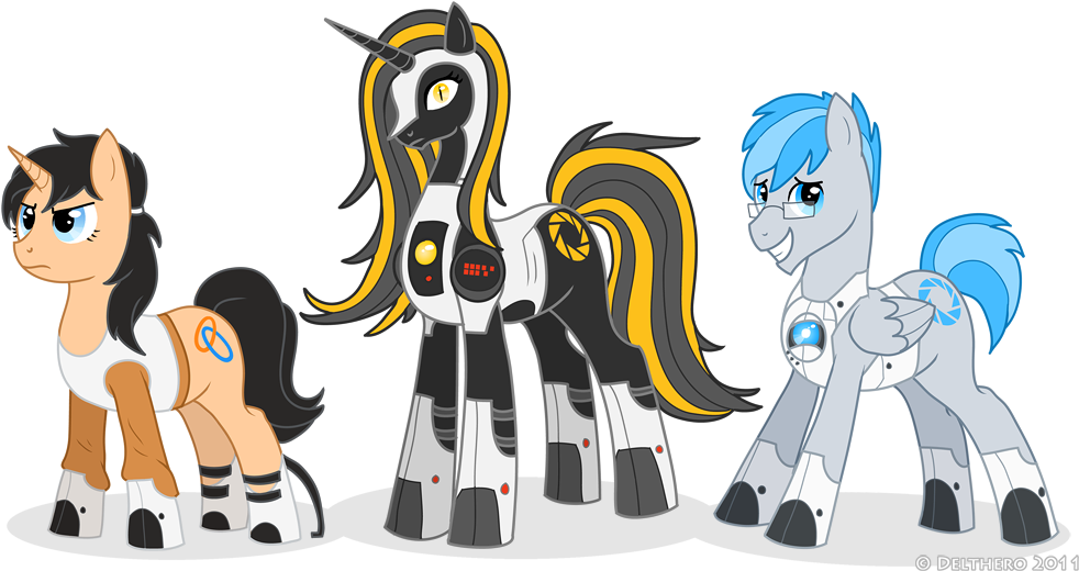 Delthero, Chell, Delthero, Glados, Long Fall Horseshoe, - Portal Glados X Wheatley (1000x526), Png Download
