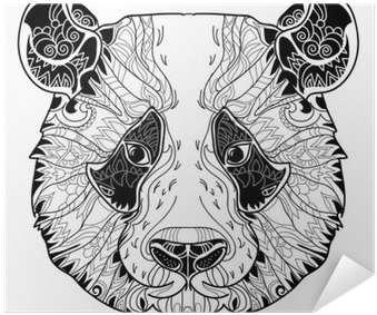 Panda Head Doodle On White Background - Panda Zentangle (400x400), Png Download