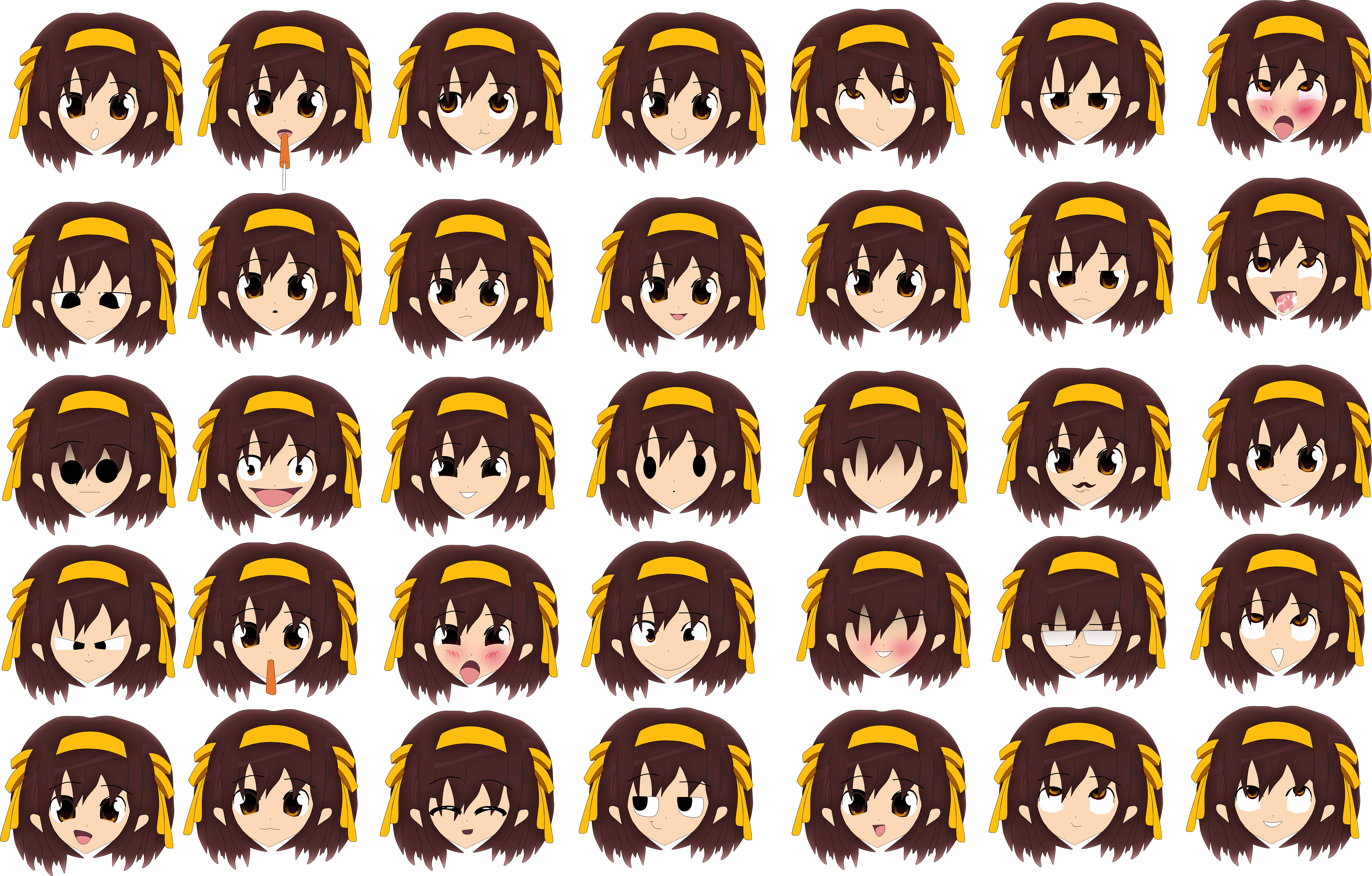 Haruhi's Bab Faces And More Expressions (7001x4468), Png Download