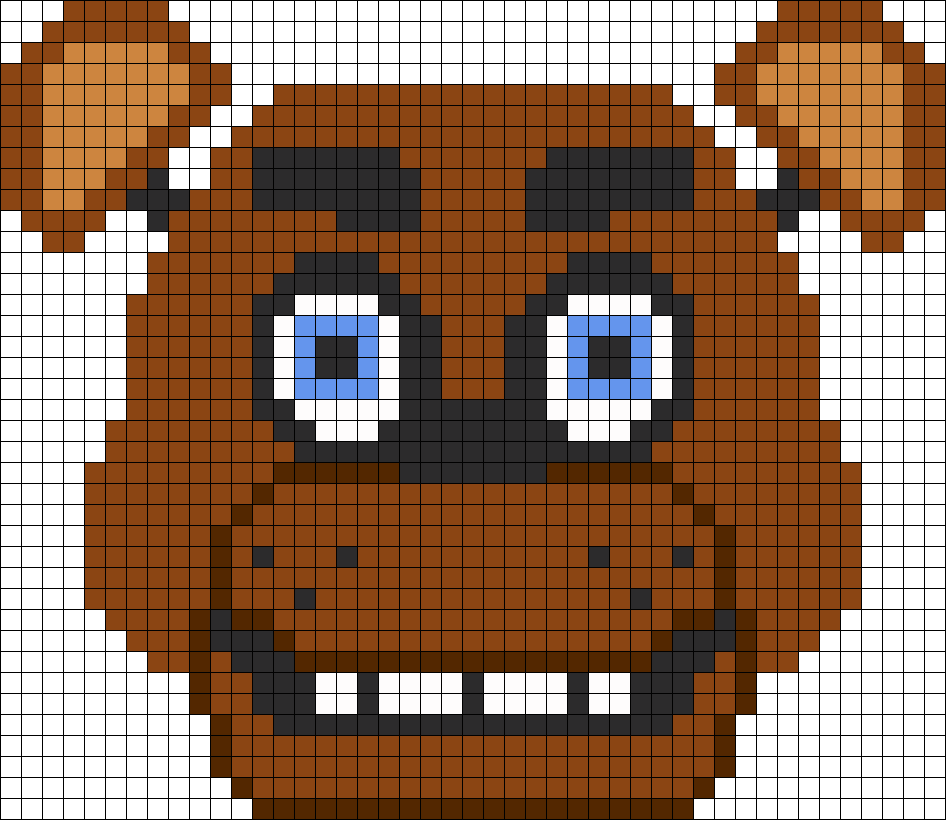 Freddy Fazbear Perler Bead Pattern / Bead Sprite - Minecraft Freddy Fazbear Face (946x820), Png Download