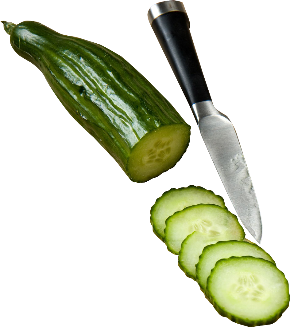 Cucumber With Knife Png Image - Cucumber (1030x1165), Png Download