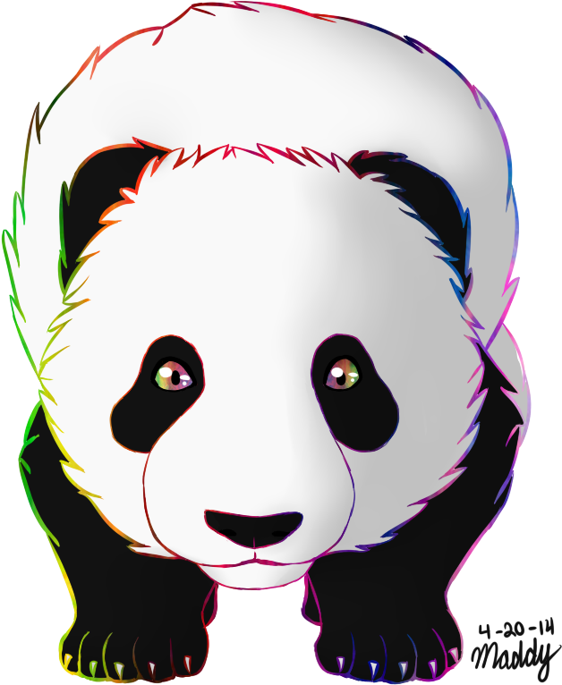 Rainbow Panda - Cartoon (740x800), Png Download