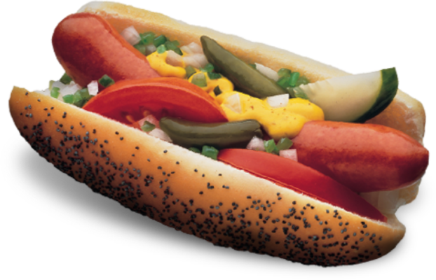 Hot Dogs - Chicago Hot Dogs (622x400), Png Download