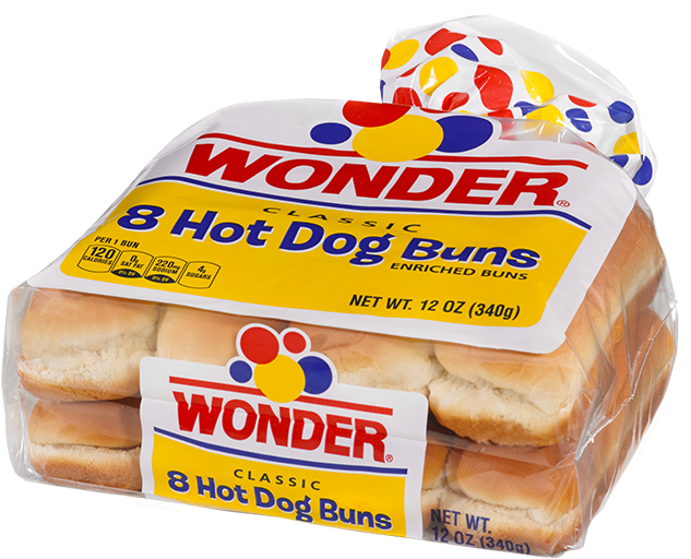 Classic Hot Dog - Wonder Classic Enriched Hamburger Buns - 8 Count, 12 (701x584), Png Download