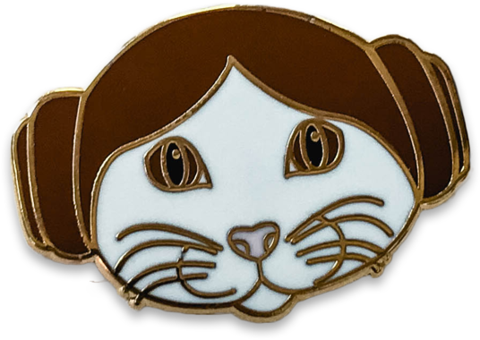 Princess Leia Cat Lapel Pin - Cartoon (750x750), Png Download